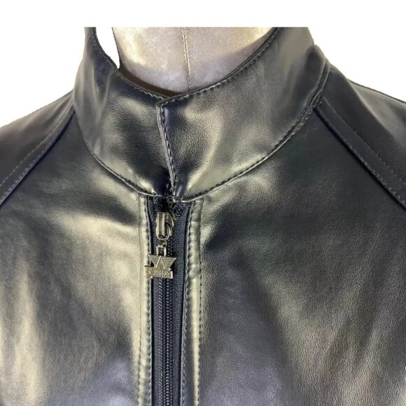 Emporio Collezioni Faux Leather Motorcycle Jacket Black XXL - Picture 2 of 8